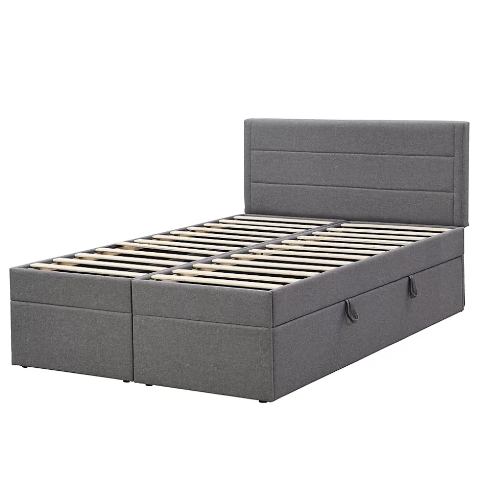 Lit Haut 140x200cm, Métal, Bureau avec Rangement, Noir