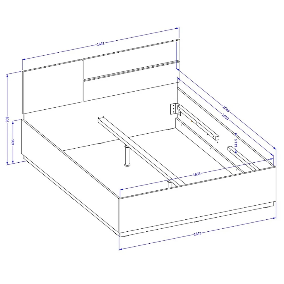 Lit HAVANA 160x200 blanc et noir avec sommier Design moderne et confort optimisé