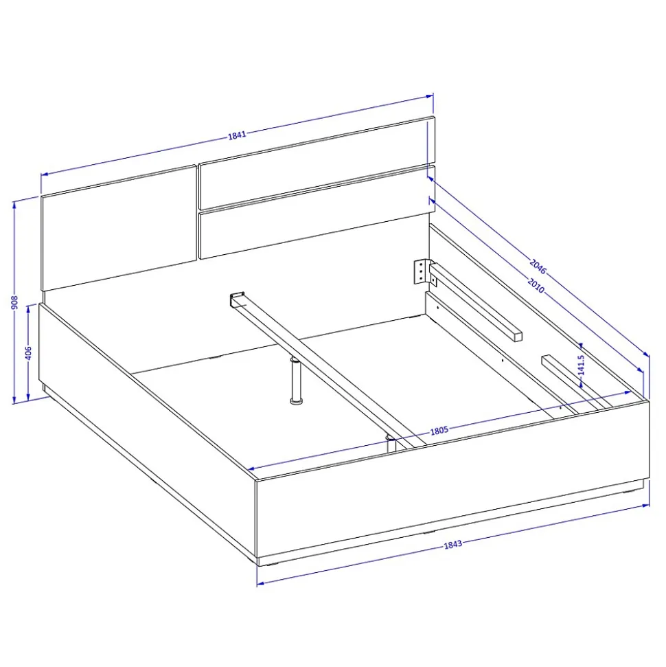 Lit HAVANA 180x200 chene et noir avec sommier Style naturel et couchage grand confort
