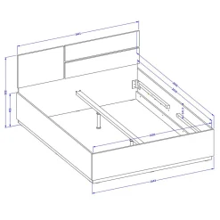 Lit HAVANA 160x200 chene et noir avec sommier Elégance naturelle et confort moderne