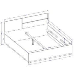 Lit HAVANA 180x200 cm chene et noir Grand lit moderne pour chambre naturelle