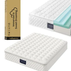 Lit hydraulique 140x200cm, lit double, espace de rangement en tête de lit avec port usb et type c, lin, gris, avec matelas