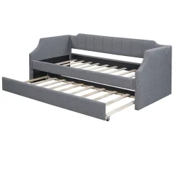 Lit individuel, 90x200cm, avec roulettes, Gris