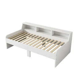 Lit individuel 90x200cm, avec tiroirs, Blanc