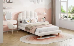 Lit individuel 90x200cm, en laine polaire, Beige