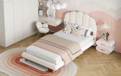 Lit individuel 90x200cm, en laine polaire, Beige