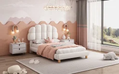 Lit individuel 90x200cm, en laine polaire, Beige