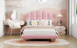 Lit individuel 90x200cm, enfant, avec sommier à lattes, Rose