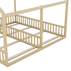 Lit individuel 90x200cm, modèle maison, Naturel