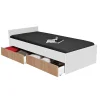 Lit KAPPA 90x190 + 2 tiroirs / Décor Chêne Blanchi et Blanc