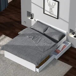 Lit KAPPA 160x200 cm + 2 tiroirs / Blanc