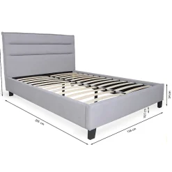 Lit LACANAU 140x190 + sommier / Gris clair
