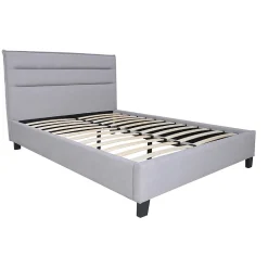 Lit LACANAU 140x190 + sommier / Gris clair