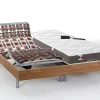 Lit électrique de relaxation tout plots + matelas 100% latex 3 zones - 2 x 80 x 200 cm - Naturel clair - JUPITER de YSMÉE