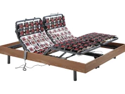 Lit électrique de relaxation tout plots + matelas 100% latex 3 zones - 2 x 80 x 200 cm - Naturel clair - JUPITER de YSMÉE