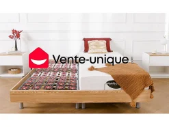 Lit électrique de relaxation tout plots + matelas mémoire de forme et bambou - 2 x 80 x 200 cm - Noir - LYSIS III de NATUREA