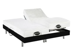 Lit électrique de relaxation tout plots + matelas mémoire de forme et bambou - 2 x 80 x 200 cm - Noir - LYSIS III de NATUREA