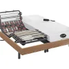Lit électrique de relaxation lattes et plots + matelas mémoire de forme et bambou - 2 x 90 x 200 cm - Chêne - DAMYSOS de NATUREA
