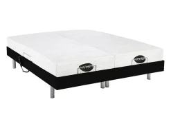 Lit électrique de relaxation tout plots + matelas mémoire de forme et bambou - 2 x 90 x 200 cm - Noir - LYSIS III de NATUREA