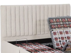 Lit électrique de relaxation déco tout plots + matelas ressorts ensachés et mémoire de forme - 2 x 80 x 200 cm - Tissu - Beige -