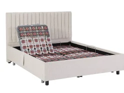 Lit électrique de relaxation déco tout plots + matelas ressorts ensachés et mémoire de forme - 2 x 80 x 200 cm - Tissu - Beige -