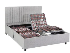 Lit électrique de relaxation déco tout plots + matelas 100% latex 3 zones - 2 x 70 x 190 cm - Tissu - Gris - TIARI de YSMÉE