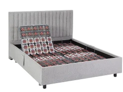 Lit électrique de relaxation déco tout plots + matelas 100% latex 3 zones - 2 x 70 x 190 cm - Tissu - Gris - TIARI de YSMÉE