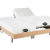 Lit électrique de relaxation tout plots + matelas mémoire de forme et bambou - 2 x 90 x 200 cm - Chêne - LYSIS III de NATUREA