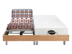 Lit électrique de relaxation tout plots + matelas mémoire de forme et bambou - 2 x 90 x 200 cm - Chêne - LYSIS III de NATUREA