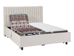 Lit électrique de relaxation déco tout plots + matelas 100% latex 3 zones - 2 x 80 x 200 cm - Tissu - Beige - TIARI de YSMÉE