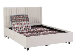 Lit électrique de relaxation déco tout plots + matelas 100% latex 3 zones - 2 x 80 x 200 cm - Tissu - Beige - TIARI de YSMÉE