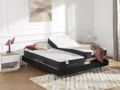 Lit électrique de relaxation tout plots + matelas ressorts ensachés et mémoire forme - 2 x 70 x 190 cm - Noir - PHANES de YSMÉE