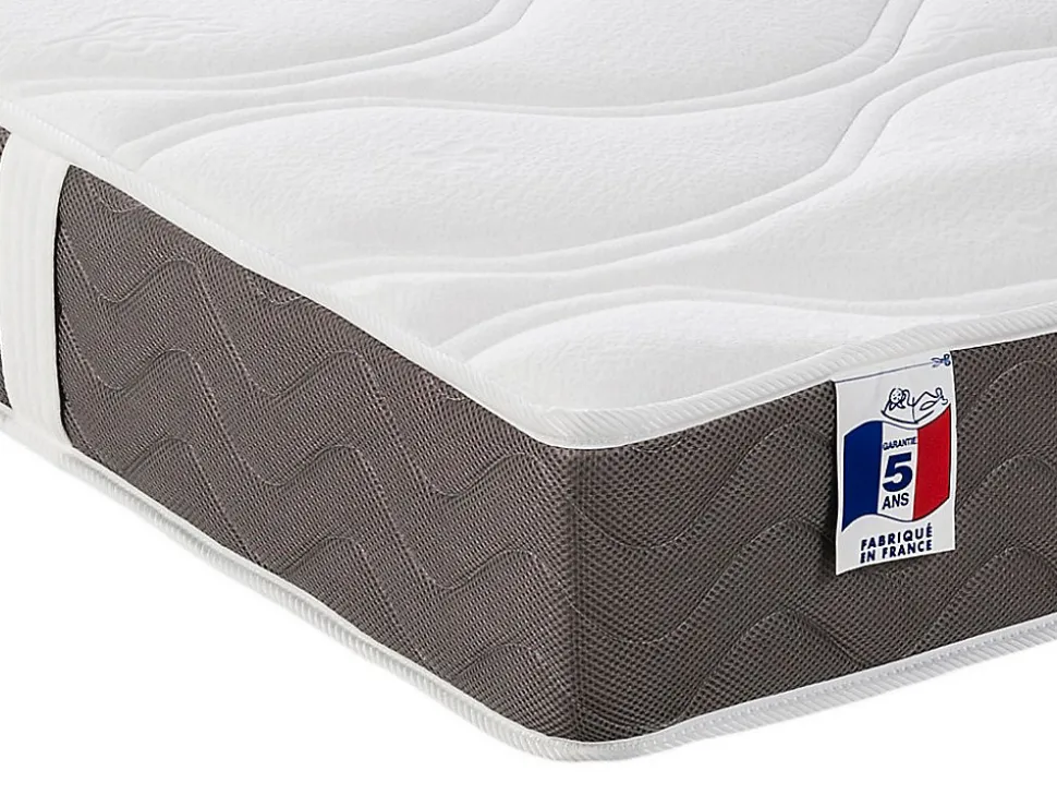 Lit électrique de relaxation déco tout plots + matelas 100% latex 3 zones - 2 x 70 x 190 cm - Tissu - Beige - JOFAR de YSMÉE