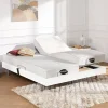 Lit électrique de relaxation tout plots + matelas mémoire de forme et bambou - 2 x 70 x 190 cm - Blanc - LYSIS III de NATUREA