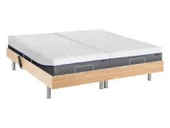 Lit électrique de relaxation tout plots + matelas mémoire de forme - 2 x 80 x 200 cm - Chêne - HESIODE III de YSMÉE