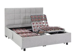 Lit électrique de relaxation déco tout plots + matelas 100% latex 3 zones - 2 x 70 x 190 cm - Tissu - Gris - JOFAR de YSMÉE