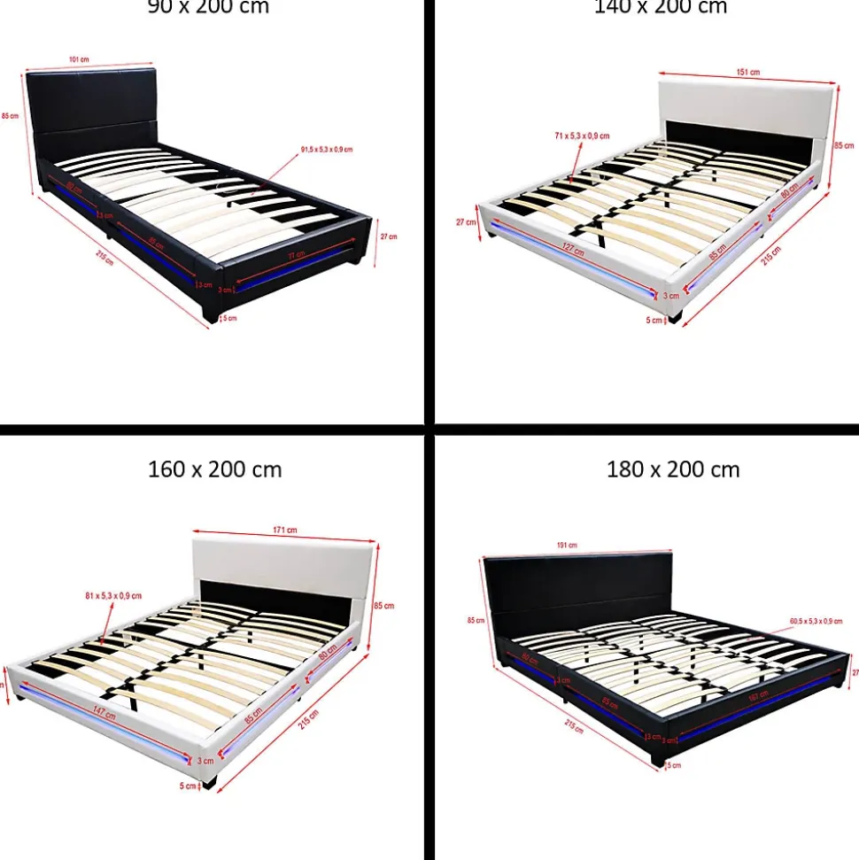Lit LED ASTEROID blanc 160 x 200 cm