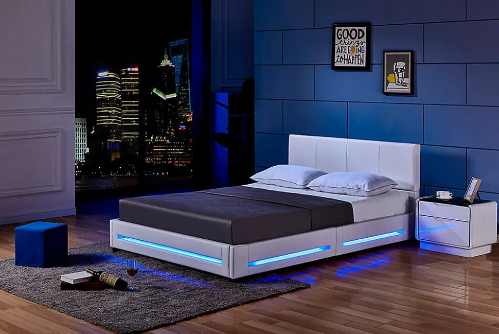 Lit LED ASTEROID blanc 160 x 200 cm