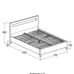 Lit LED ASTEROID gris foncé 160 x 200 cm