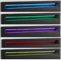 Lit LED double PINOT 140x190 cm, avec sommier, revêtement synthétique noir