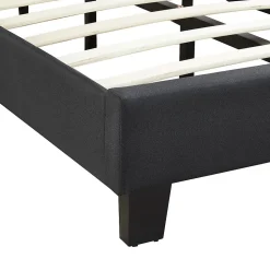 Lit LED simple AUSTIN 90x190 cm, avec sommier, revêtement en tissu noir