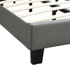 Lit LED simple EVAN 90x190 cm, avec sommier, revêtement en synthétique gris