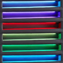 Lit LED simple LUCENO 90x190 cm, avec sommier, revêtement synthétique noir