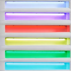 Lit LED simple LUCENO 90x190 cm, avec sommier, revêtement synthétique blanc