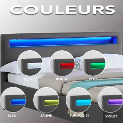 Lit LED simple MIRANDO 120x190 cm, avec sommier, revêtement synthétique gris