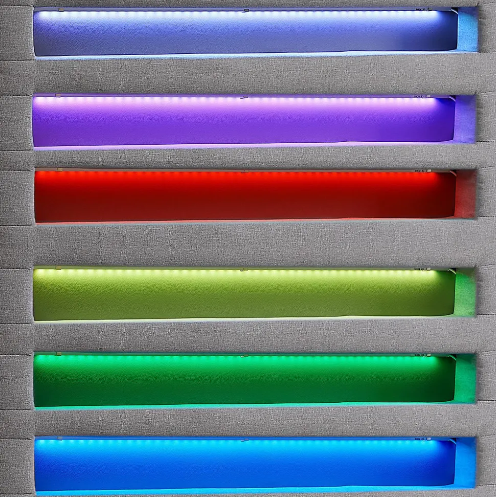 Lit LED simple MOLINA 90x190 cm, avec sommier, revêtement tissu gris