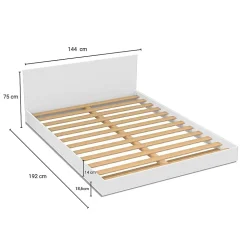 Lit LOFT 140x190 + 2 chevets + sommier + tête de lit / Blanc