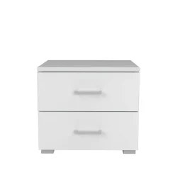 Lit LOFT 140x190 + 2 chevets + sommier + tête de lit / Blanc