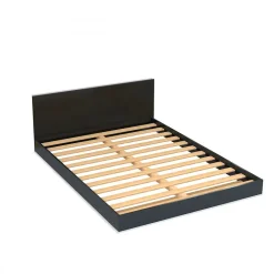 Lit LOFT 160x200 + 2 chevets + sommier + tête de lit / Noir