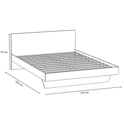 Lit LOFT 160x200 + 2 chevets + sommier + tête de lit / Noir